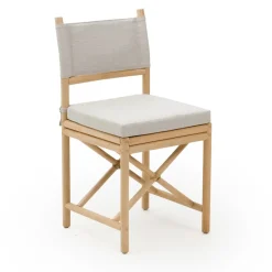 Sedia in Rattan Lia con Cuscino di Seduta e Schienale in Tessuto di Cotone