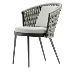 Sedia in tessuto grigio per esterni con cuscino