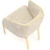 Sedia in tessuto Shimmer Gold con gambe in ferro lucidato champagne