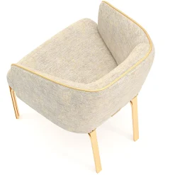 Sedia in tessuto Shimmer Gold con gambe in ferro lucidato champagne