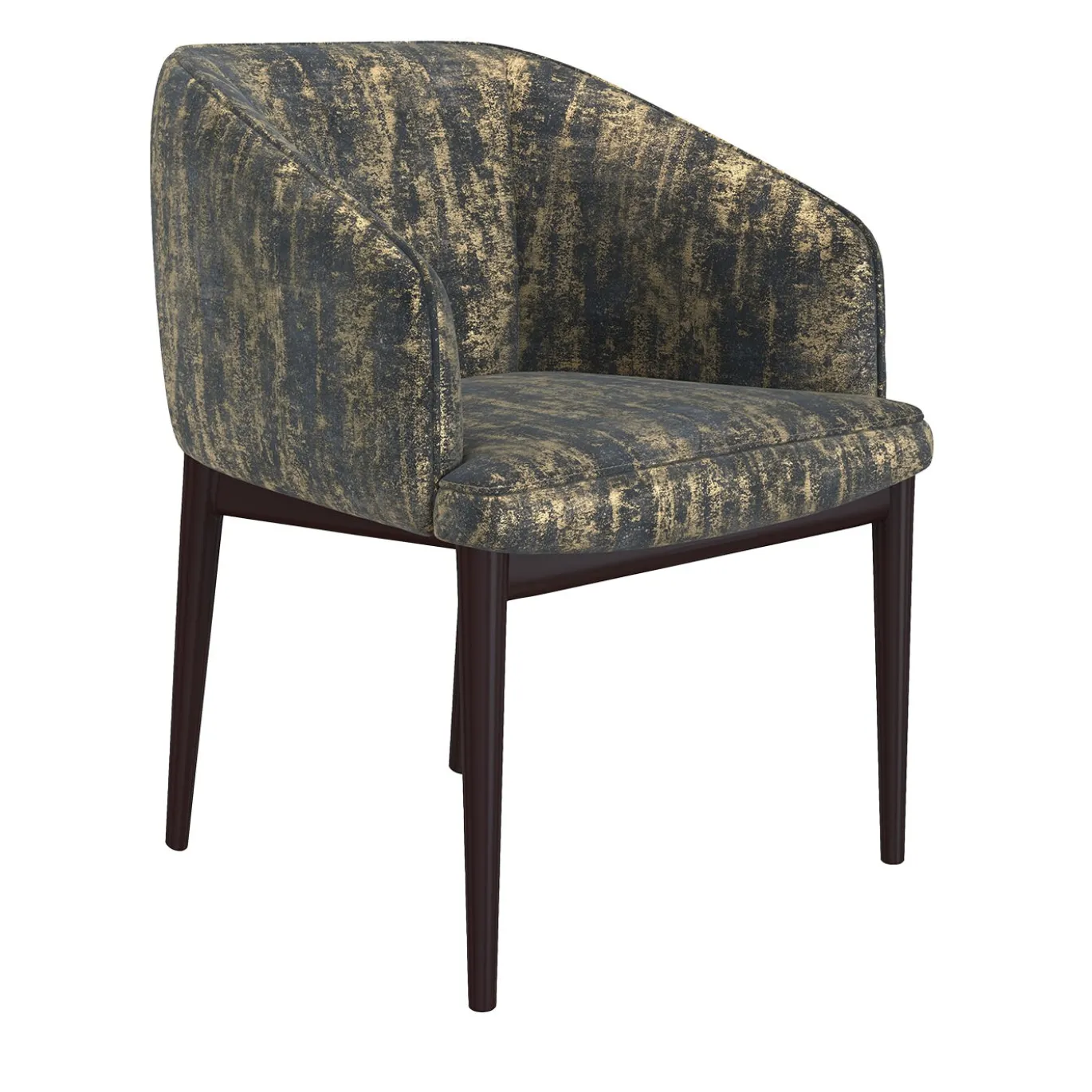 Sedia in tessuto Sontuoso Nero con gambe in legno wengé lucido