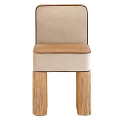 Sedia in velluto beige e biscotto Lilli con frange