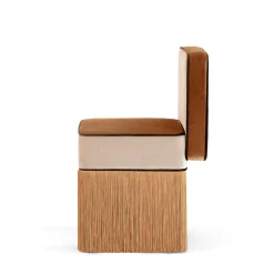 Sedia in velluto beige e biscotto Lilli con frange
