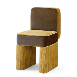 Sedia in velluto giallo oro Lilli con frange