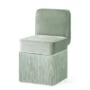 Sedia in velluto verde menta chiaro quadrata con frange