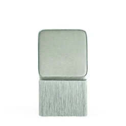 Sedia in velluto verde menta chiaro quadrata con frange