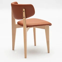 Sedia Ksenia in pelle marrone di Massimo Iosa Ghini