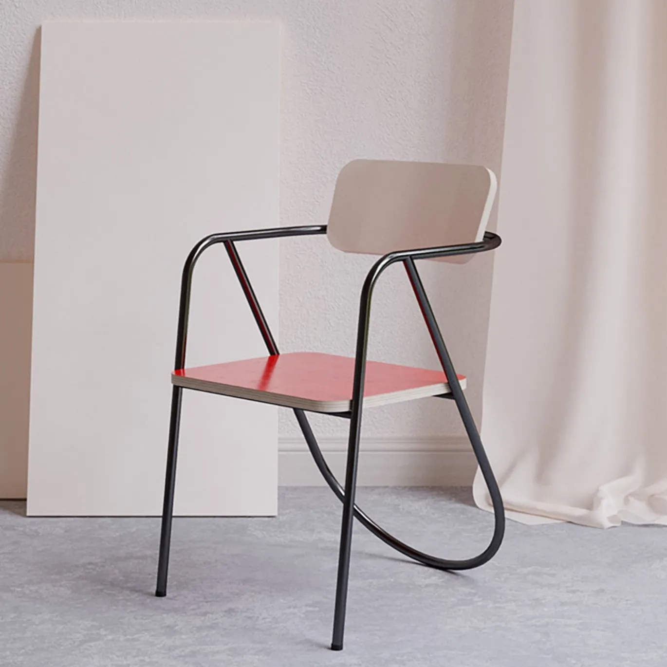 Sedia La Misciù rosso/legno chiaro/rosso