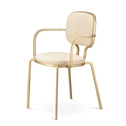 Sedia Liù beige e ottone di Paolo Rizzatto