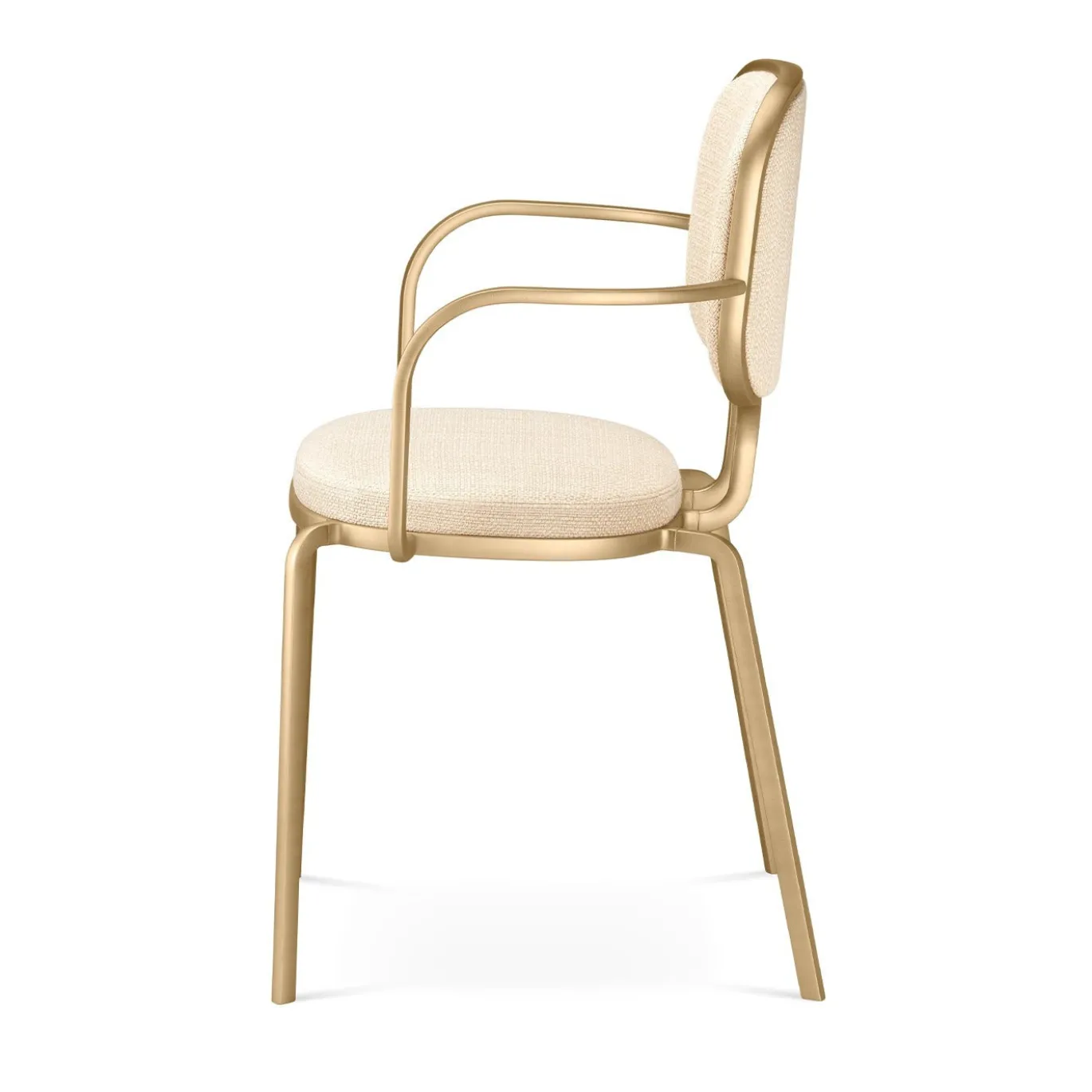 Sedia Liù beige e ottone di Paolo Rizzatto