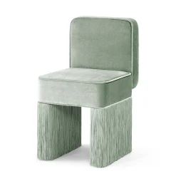 Sedia Lilli Square in morbido velluto menta chiara con frange