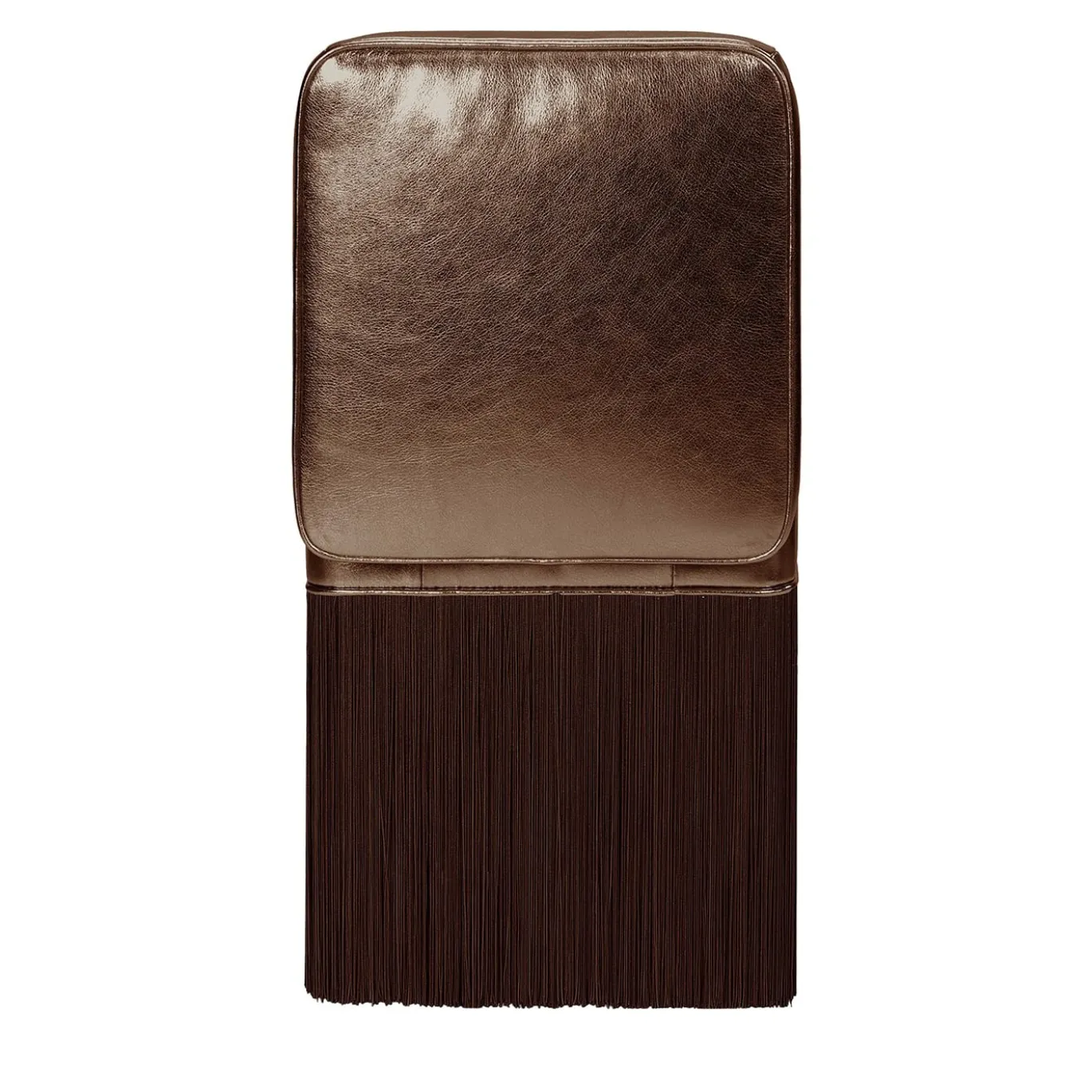 Sedia Lilly in pelle marrone con finitura metallizzata brillante