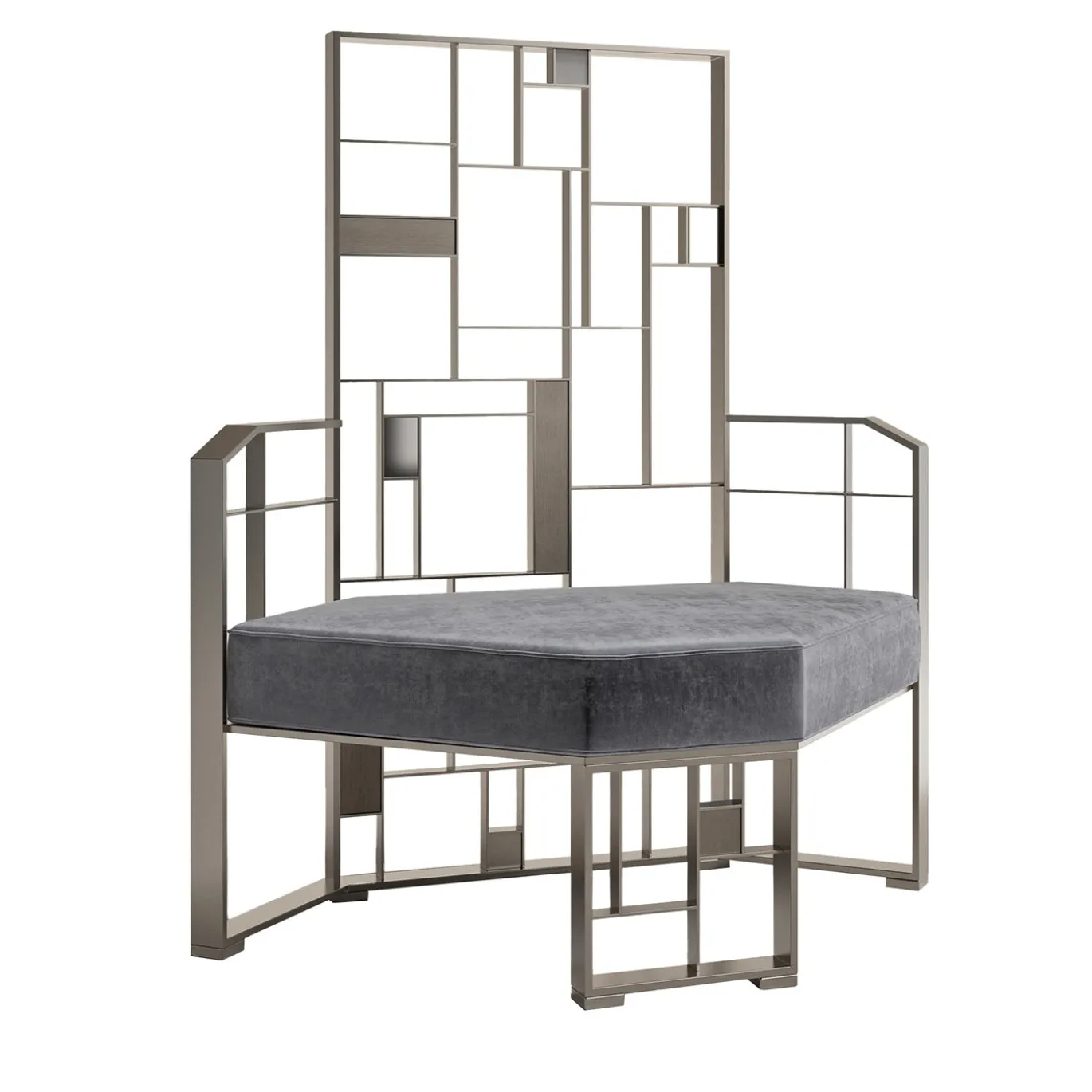 Sedia Lounge MoNDRIAN con Schienale Medio in Ottone Argento