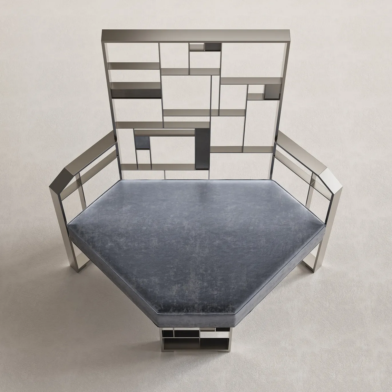 Sedia Lounge MoNDRIAN con Schienale Medio in Ottone Argento
