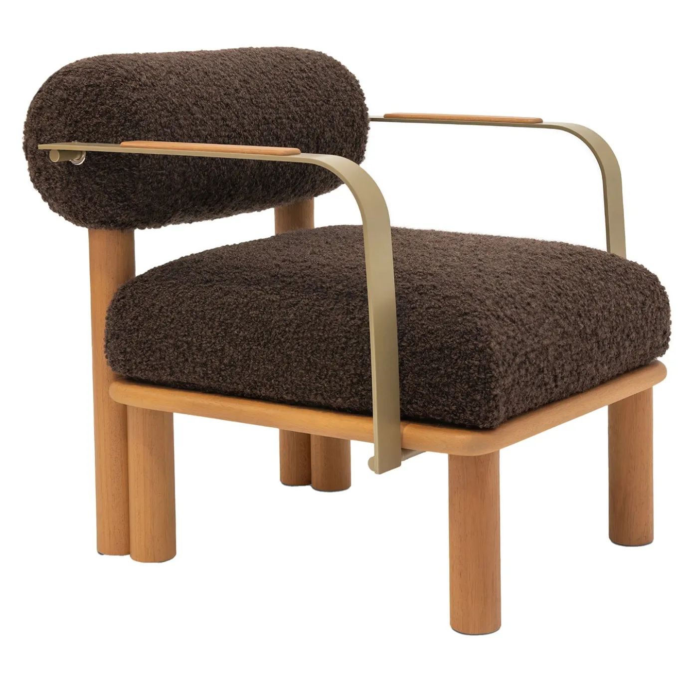 Sedia Lounge per Esterni Maitha in Alpaca Bouclé Marrone Castagno