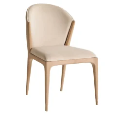 Sedia Maggie In Tessuto Crema E Legno