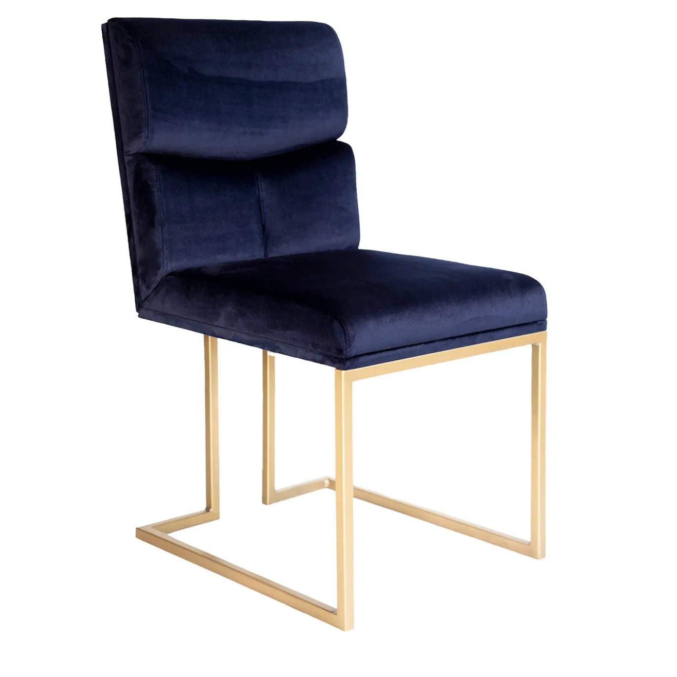 Sedia Magnetika in velluto blu con gambe dorate