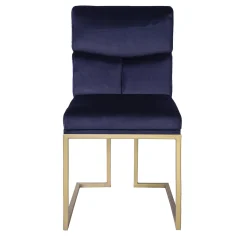 Sedia Magnetika in velluto blu con gambe dorate