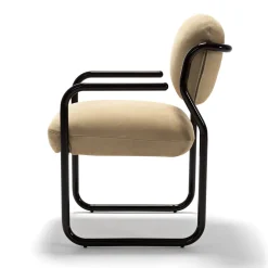 Sedia Modernista in Pelle Beige