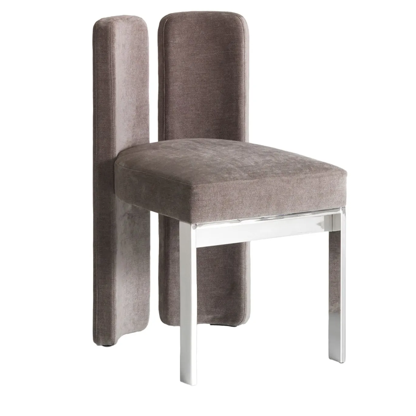 Sedia Nina in velluto grigio con schienale basso
