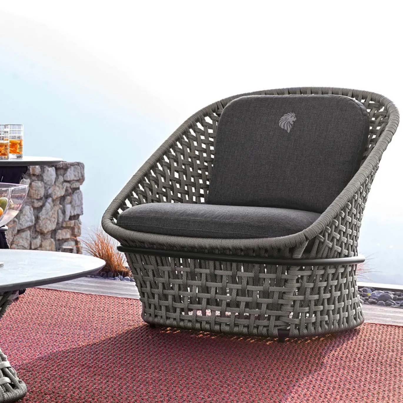 Sedia Occasionale in tessuto grigio per esterni