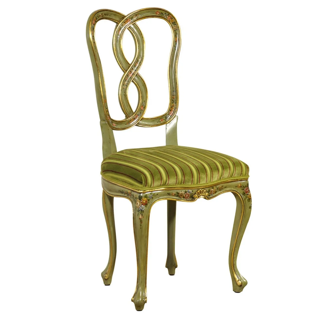 Sedia Otto Verde In Stile Veneziano