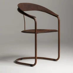 Sedia Parabolica in pelle Galuchat marrone