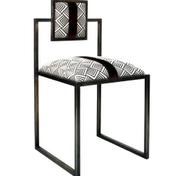 Sedia quadrata in grigio e bronzo