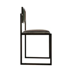 Sedia quadrata Sarnia Aqua Brass