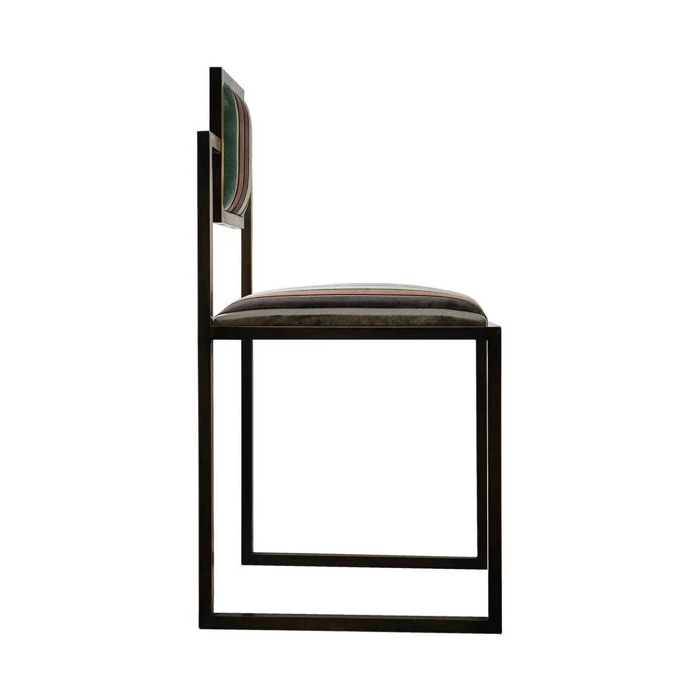 Sedia quadrata Sarnia Aqua Brass