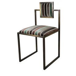 Sedia quadrata Sarnia Aqua Brass