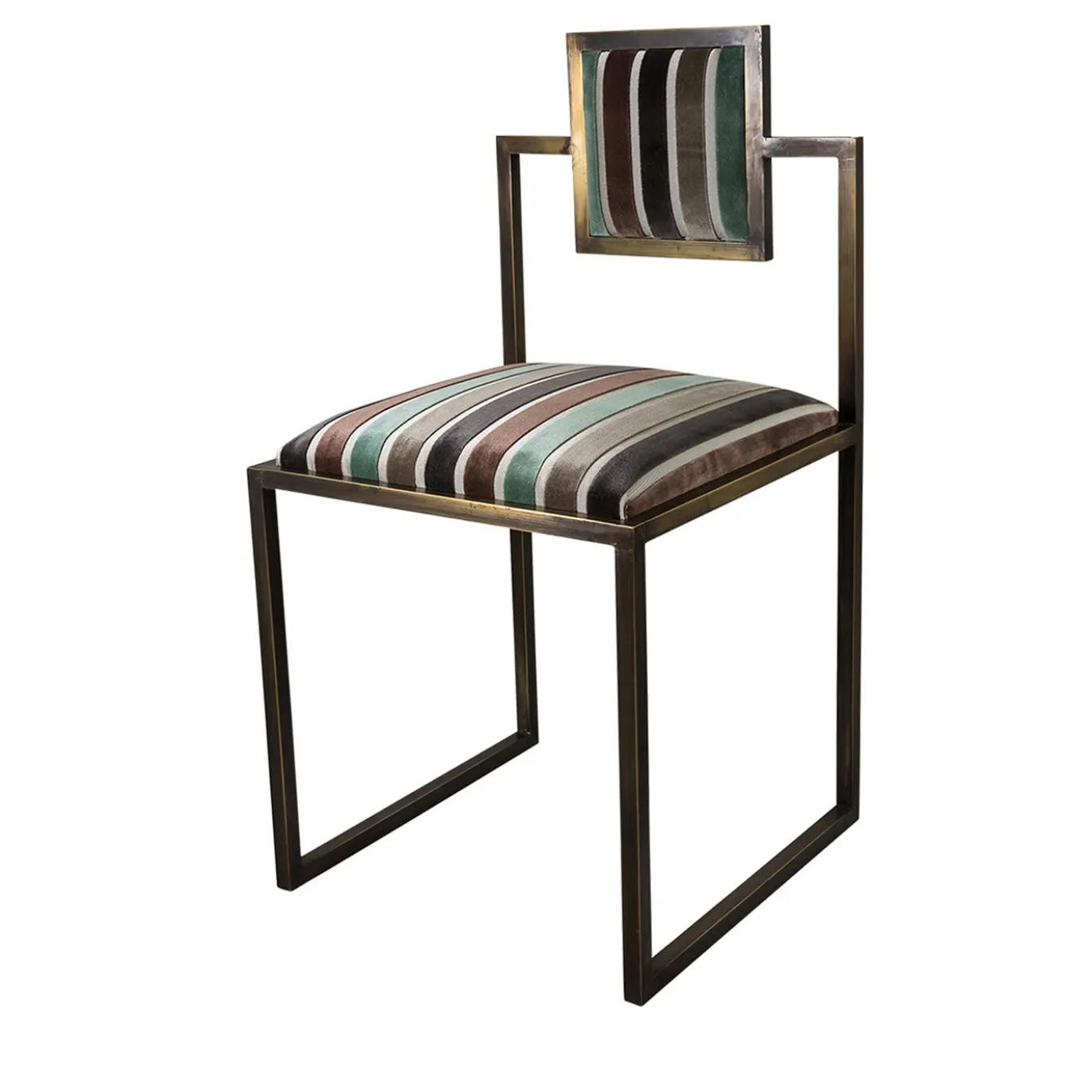 Sedia quadrata Sarnia Aqua Brass