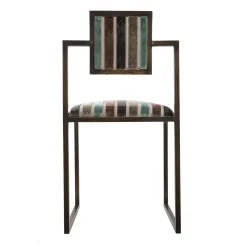 Sedia quadrata Sarnia Aqua Brass