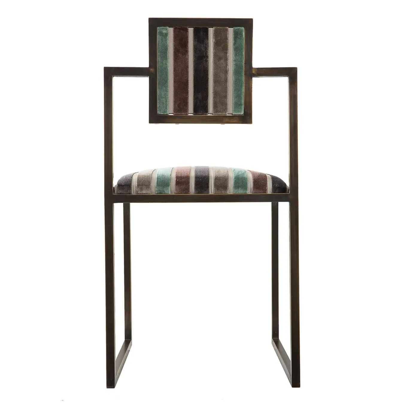 Sedia quadrata Sarnia Aqua Brass