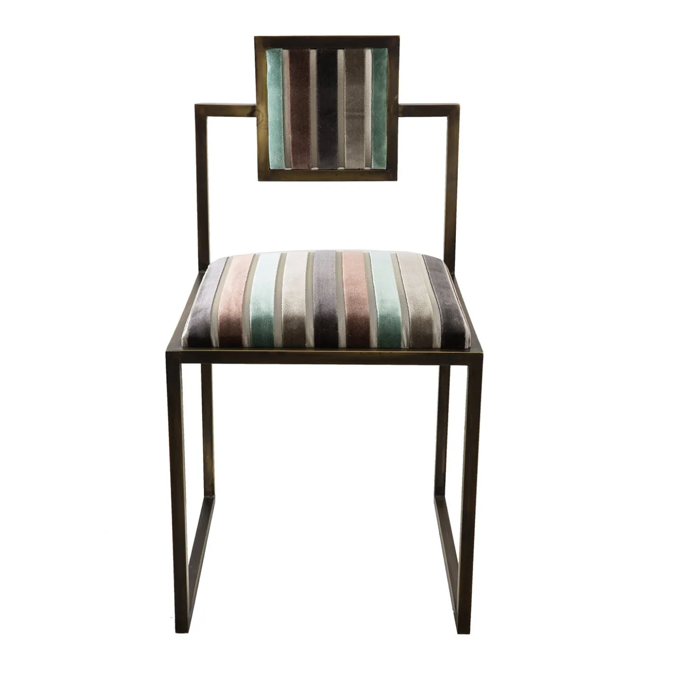 Sedia quadrata Sarnia Aqua Brass