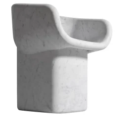 Sedia scultorea in marmo bianco Cosimo