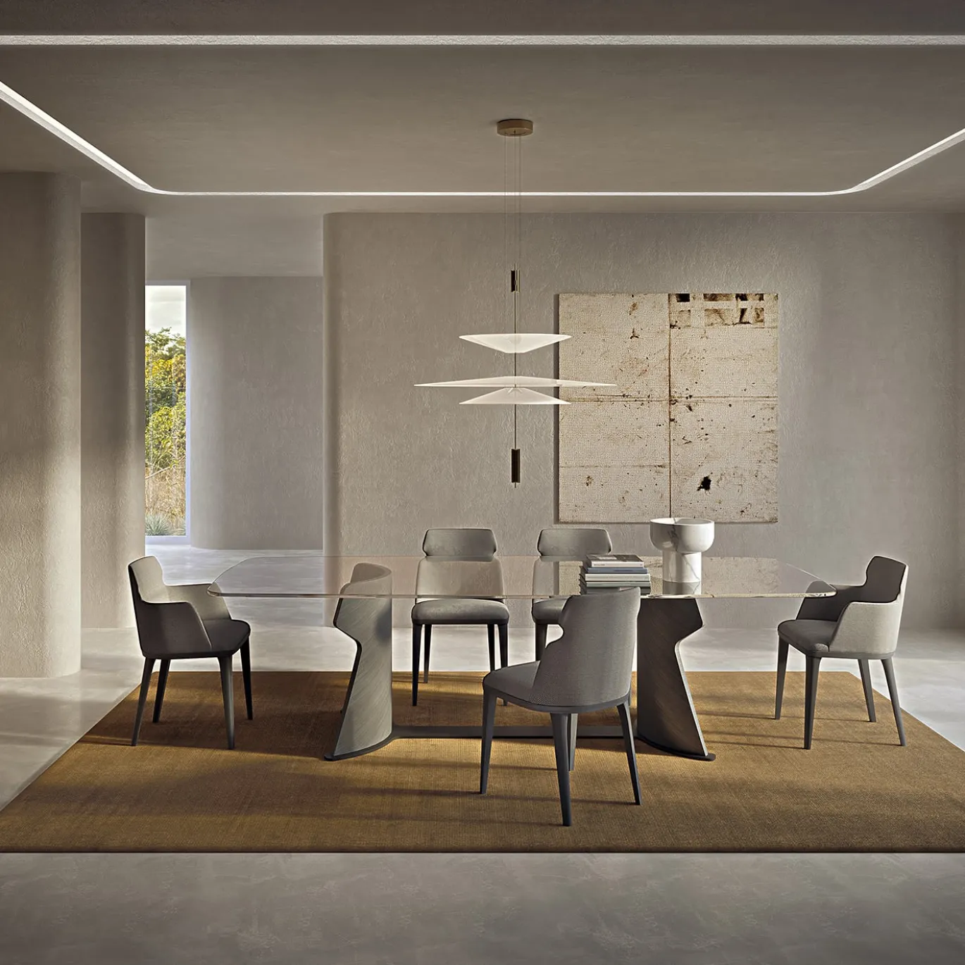 Sedia Shape in pelle grigia