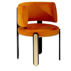 Sedia Tiffany rotonda in velluto arancione