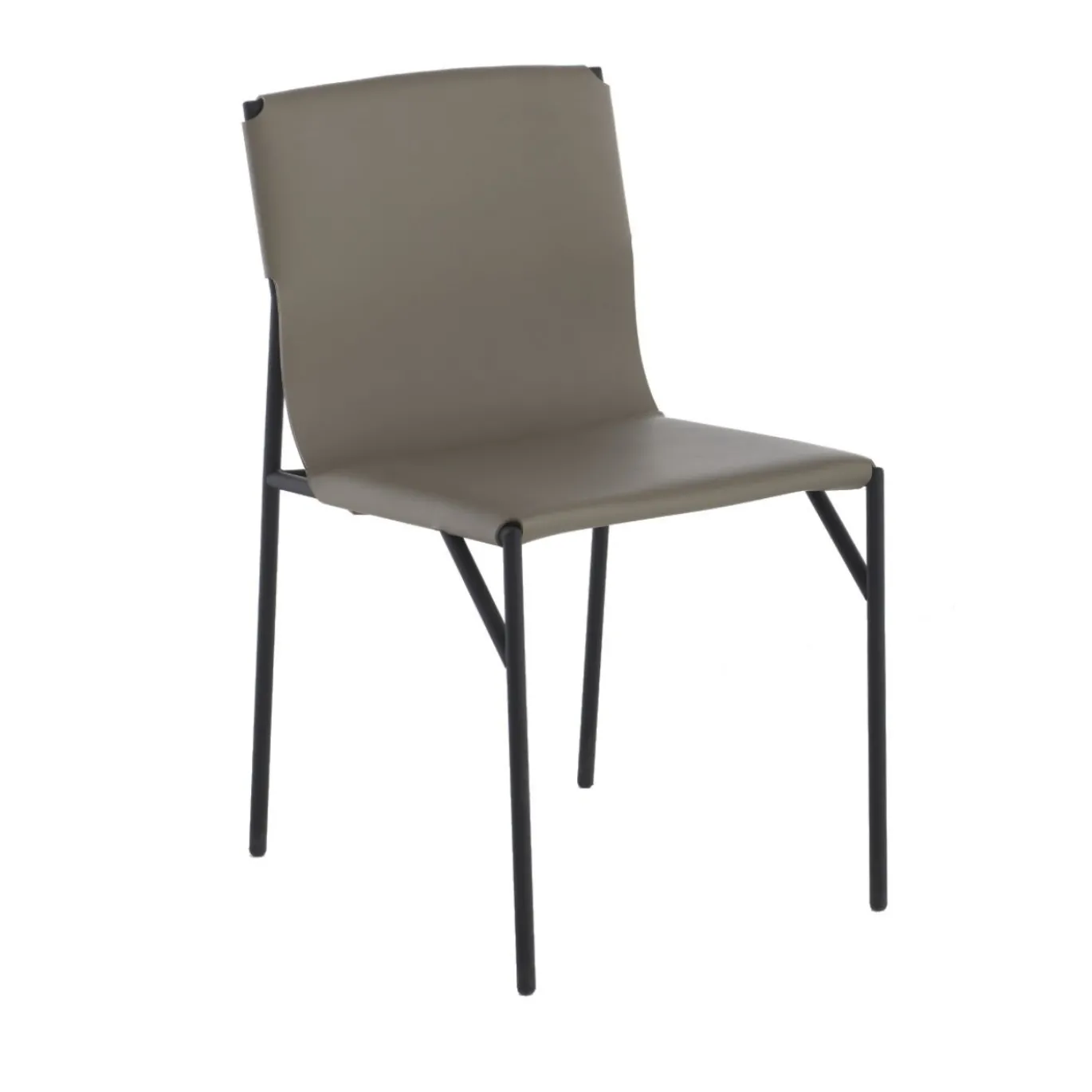 Sedia Tout Le Jour in pelle color taupe di Marc Thorpe