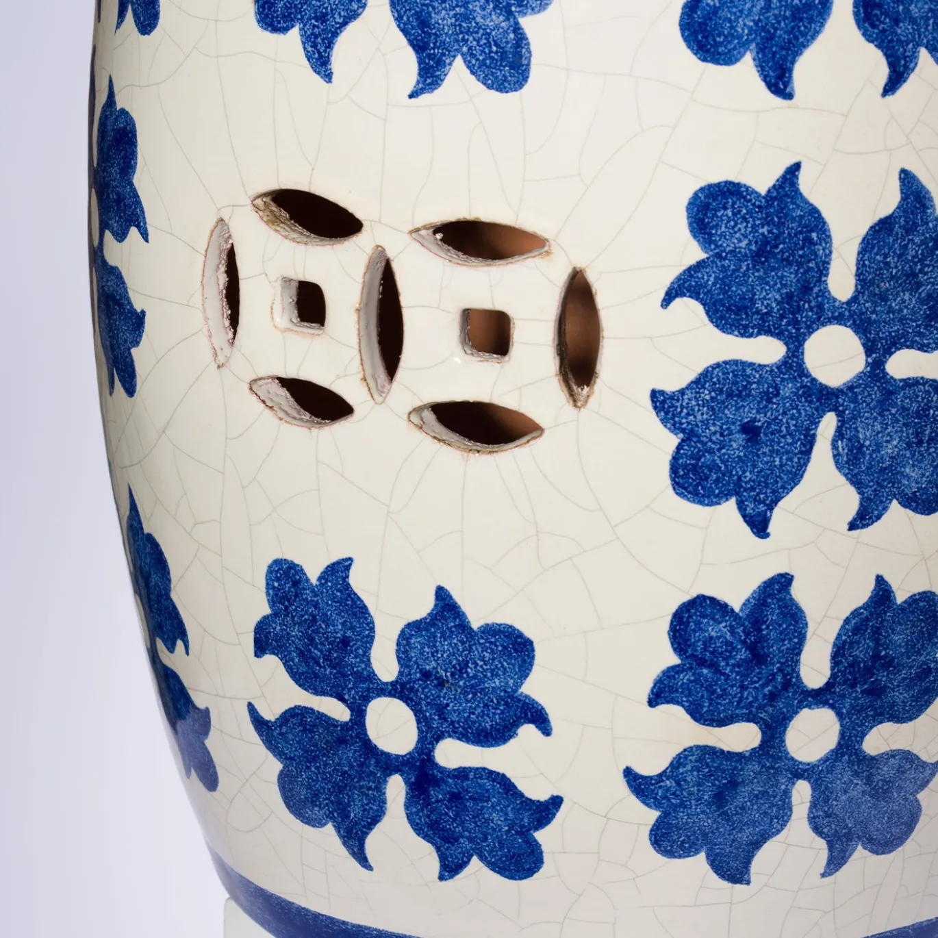 Sedile Decorativo Blue Bloom in Ceramica