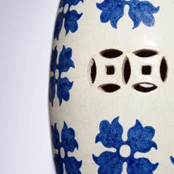 Sedile Decorativo Blue Bloom in Ceramica