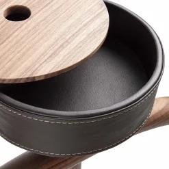Servomuto Patrick in legno di noce con base in marmo nero