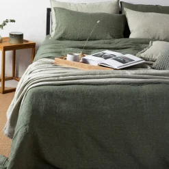 Set copripiumino Boreale in lino e cotone verde oliva