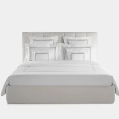 Set copripiumino Botero ricamato in cotone percalle bianco