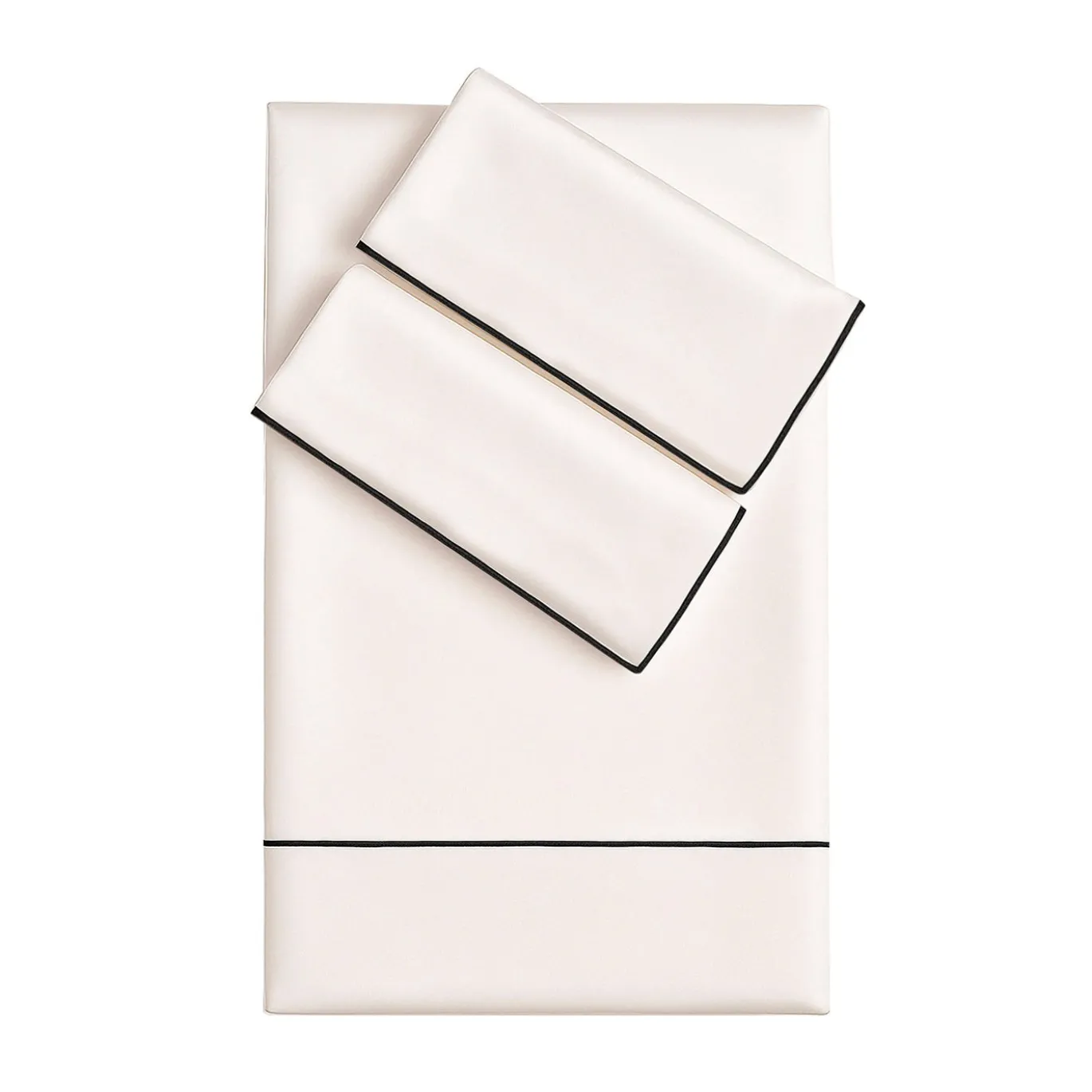 Set copripiumino ricamato PIPING in Cotone Percalle Bianco