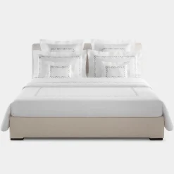 Set copripiumino ricamato Recoleta in Cotone Satinato Bianco