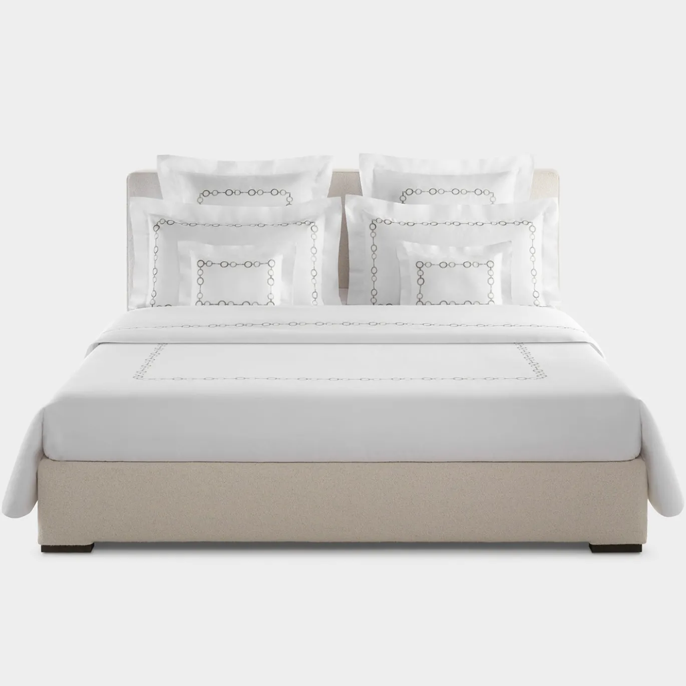 Set copripiumino ricamato Recoleta in Cotone Satinato Bianco