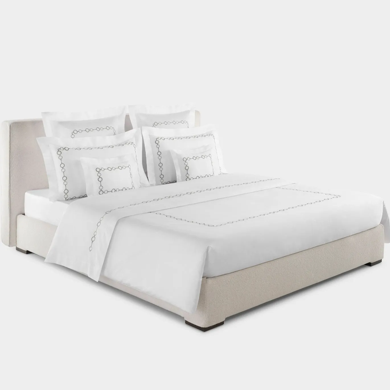 Set copripiumino ricamato Recoleta in Cotone Satinato Bianco