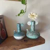 Set di 2 Anfore Spirali nel Tempo in Ceramica Azzurra della Collezione Micromondo