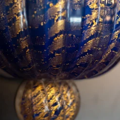 Set di 2 applique blu e oro a forma di tulipano